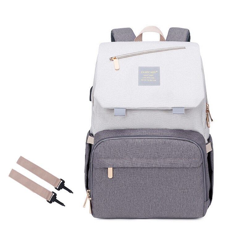 Mochila GRANDE para pañales de viaje, bolso para cambiador de bebé Mon, bolsa de pañales de enfermera para cochecito, mochila de maternidad, organizador de cochecito: white 1