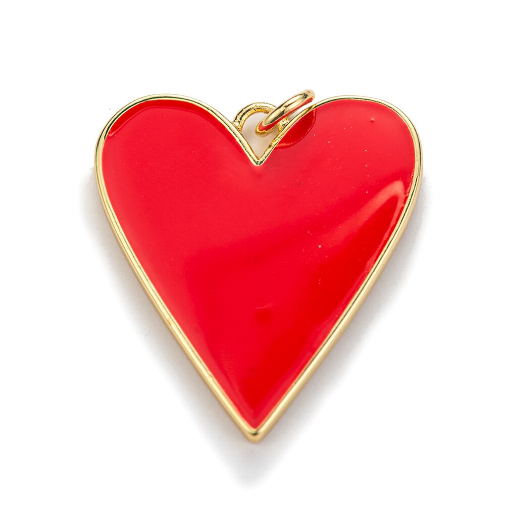 10 Kleuren Grote Emaille Hart Hanger Unieke Gouden Kleur Koper Romantische Liefde Bedels Voor Ketting Sieraden Maken Leuke Accessoires: red