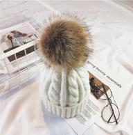 Barns vintervarm mössa twiststickad ullbollsmössa all match vindtät casual öronkåpa: Beige
