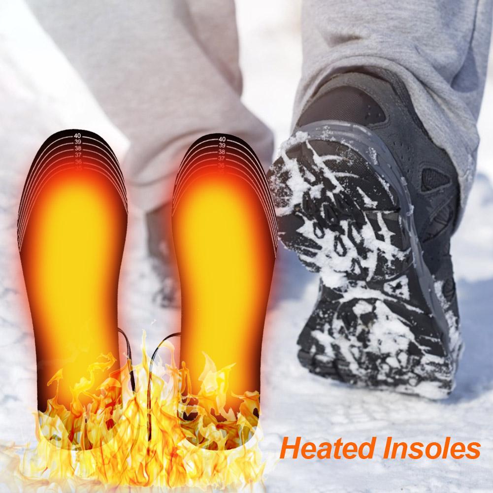 USB Heated Shoe Insoles Feet Warm Sock Pad Mat Electrically Heating Insoles Washable Warm Thermal Insoles Unisex Size 35-45