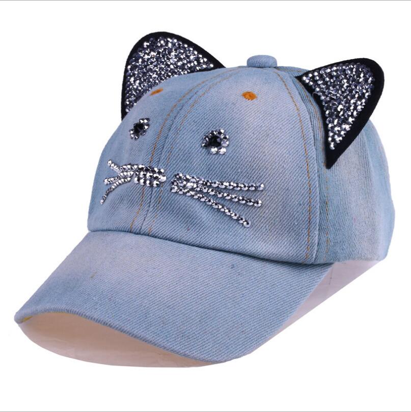 Zomer Mooie Baseball Cap Kinderen Kat Oren Klinknagels Zon Cowboyhoed Snapback Cap Voor Jongen Meisjes Casual Cap Bone gorro 50-54 Cm