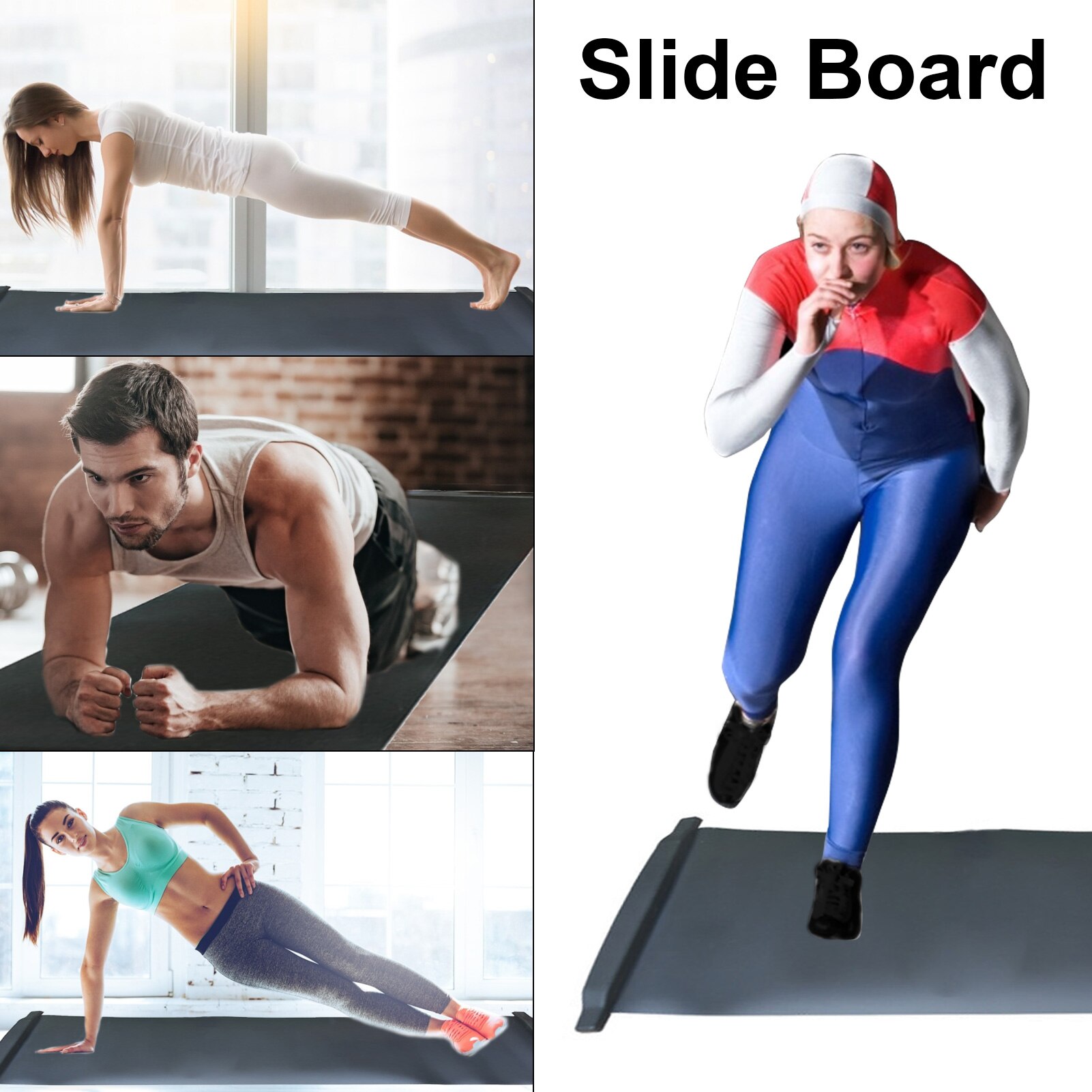 Slide Board Zwart Draagbare Set Pak Voor Ijshockey Roller Schaatsen Training Thuis Fitness Oefening Accessoires