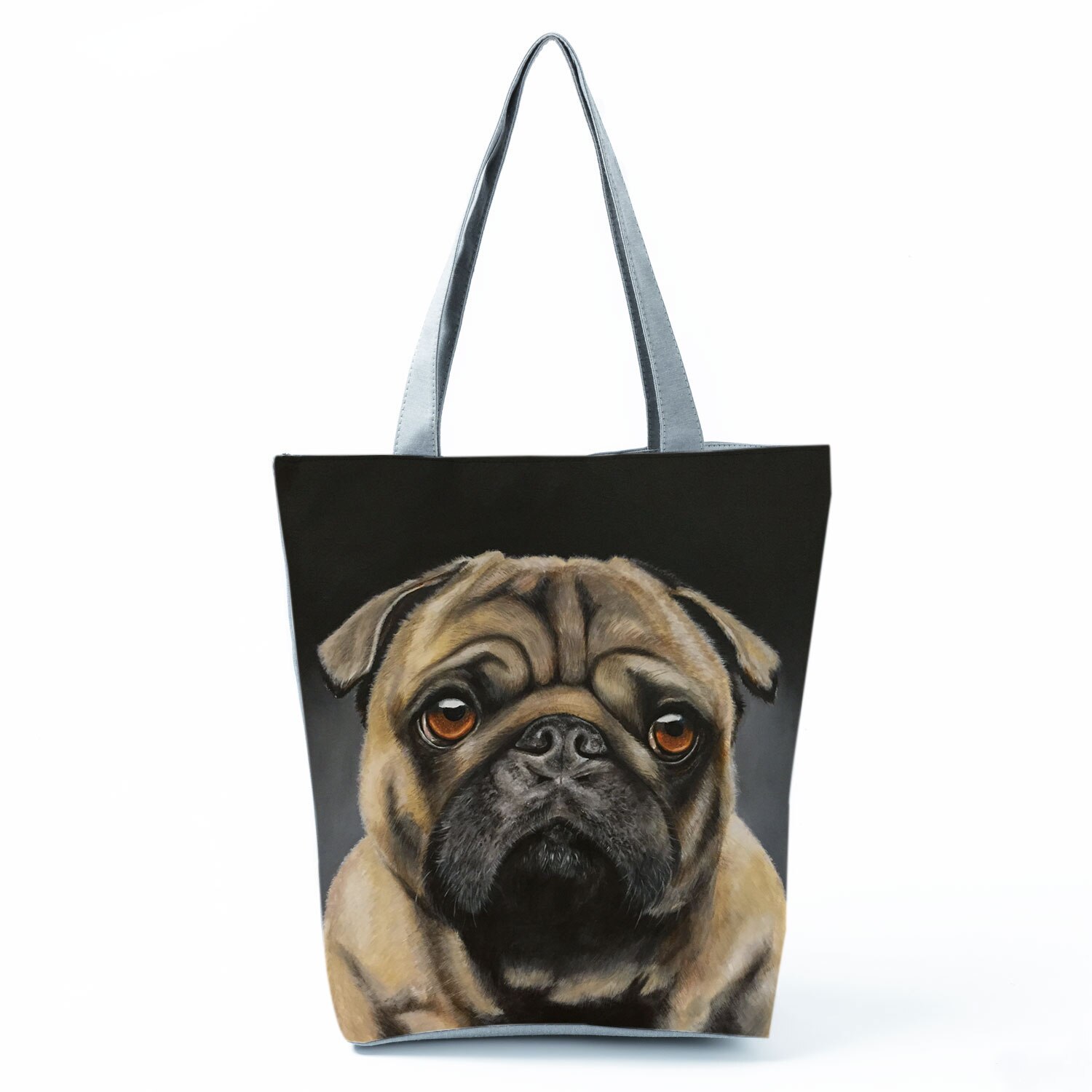Mops z nadrukiem z psem torby na zakupy wielokrotnego użytku Animal Graphic praktyczne ekologiczne składane torebki przenośne pojemniki do przechowywania na zewnątrz dla kobiet: hl4448 Dog Handbag
