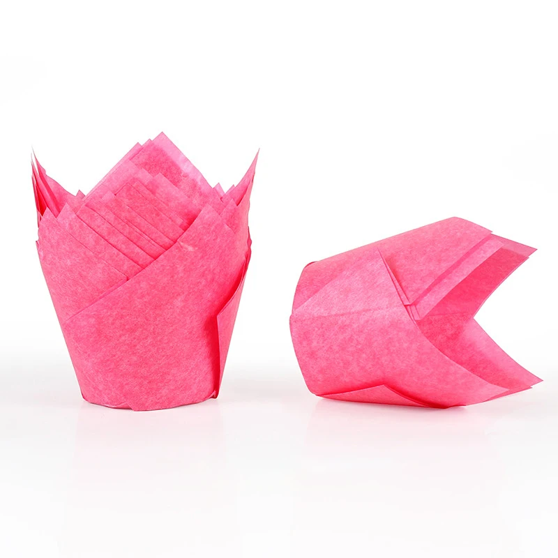 200 stücke Tulpe Muffin Cupcake Pappbecher öl dichte Cupcakes Liner zurück Muffin Kasten Tasse Kuchen Dekorations werkzeuge Muffin wickeln Fälle: violett/紫罗兰