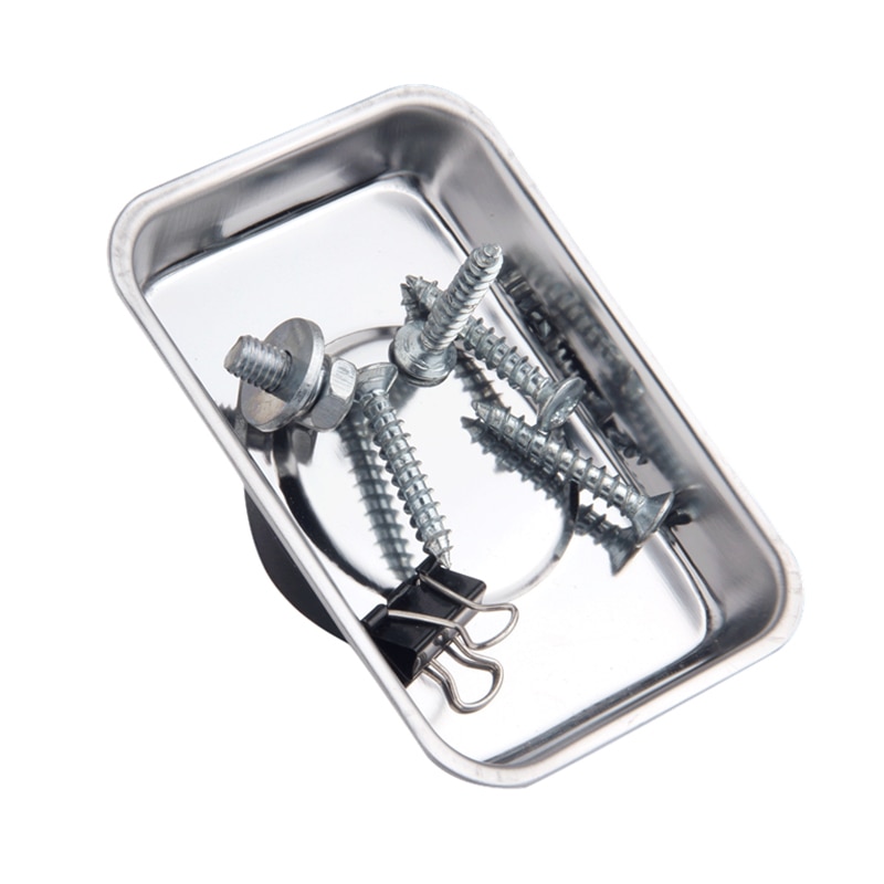 1Pc Magnetic Tray Stainless Steel Circular Square Screw Tray for Automotive Parts Suction Pad Absorb Dish Tools