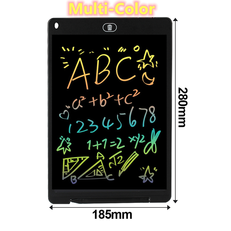 Grafische Tekening Tablet Smart Tekentafel Lcd Schrijven Tablet Elektronica Schrijfbord 12 Inch Schilderij Pad Voor Kinderen Tekenen: Black Multi Color