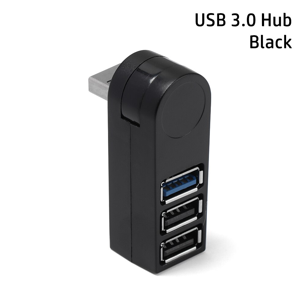 Universele Mini Draaibare 3 Port Usb 3.0 Hub High Speed Data Transfer Splitter Box Adapter Usb Expander Voor Pc Laptop macbook Pro: USB 3.0 Hub-Black