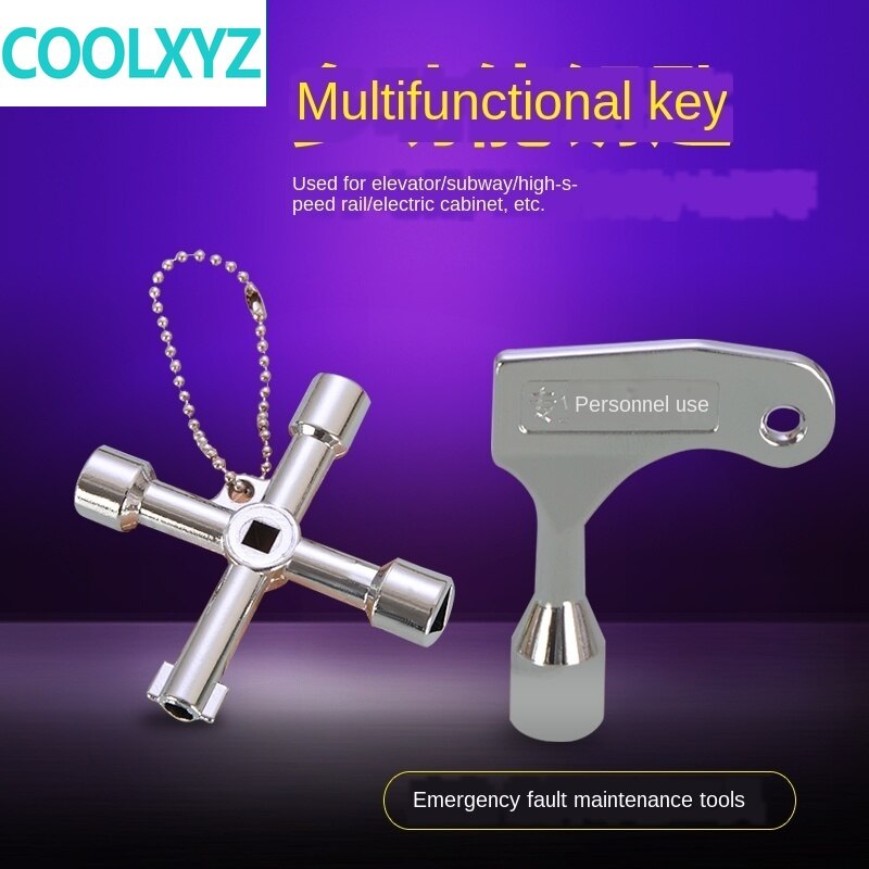 Elevator key triangle opposite side four corner square round hole train door electric box valve multifunctional triangle lock
