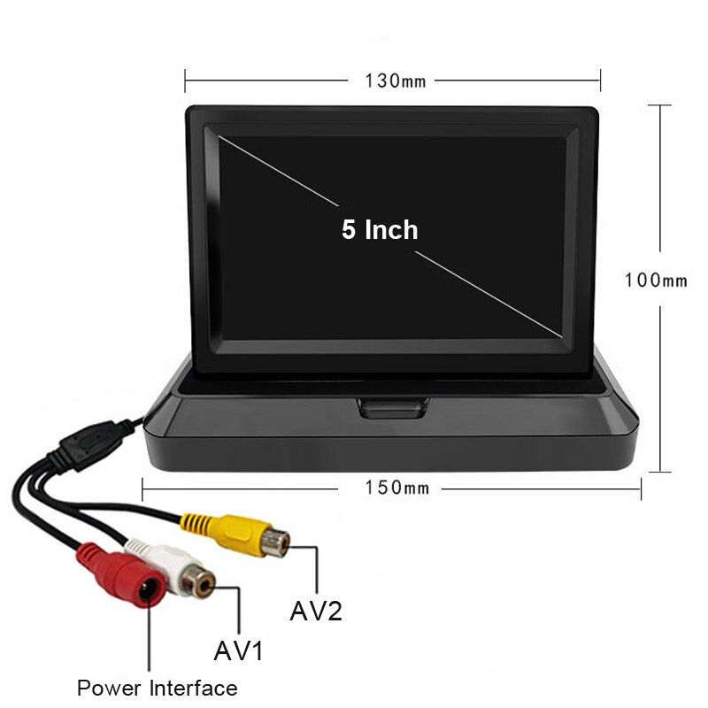 Pantalla Digital plegable para coche, reproductor de DVD con entrada de vídeo de 2 canales, Monitor DC 12/24V, 5,0 &quot;, HD, CCD, 5 pulgadas: Marrón
