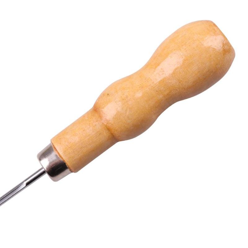 5 uds de cuero herramientas de mango, madera punzón mango de madera punzón de coser mano grapadora de cuero zapato de lona herramientas de reparación