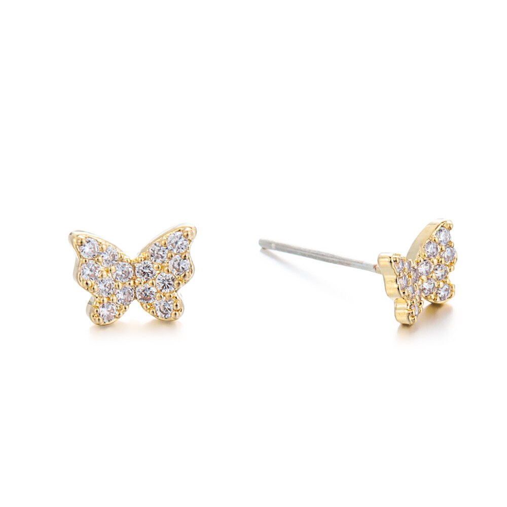 1 Paar Volledige Boor Asymmetrische Vlinder Oorbellen Hollow Golden Ferry Vlinder Crystal Ear Bone Clip Voor Vrouwen Sieraden: C