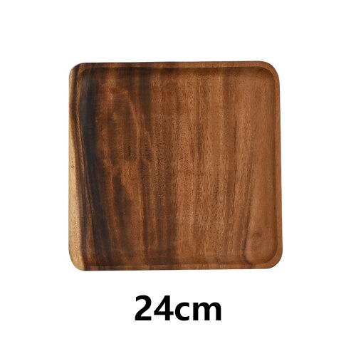 Firkantet rektangel træpande tallerken frugtfade underkop tebakker dessert middag brød træ tallerkener: 24 x 24cm