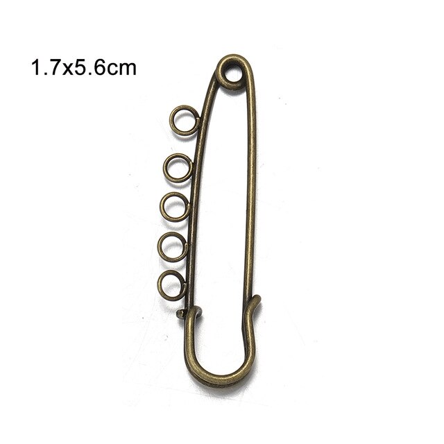 20Pcs/lot Gold Multi Size 5 Circle Holes Brooches DIY Hijab Pin For Jewelry Making Baby Name Safety brooch Garment Pins Findings: Bronze 56mm ring