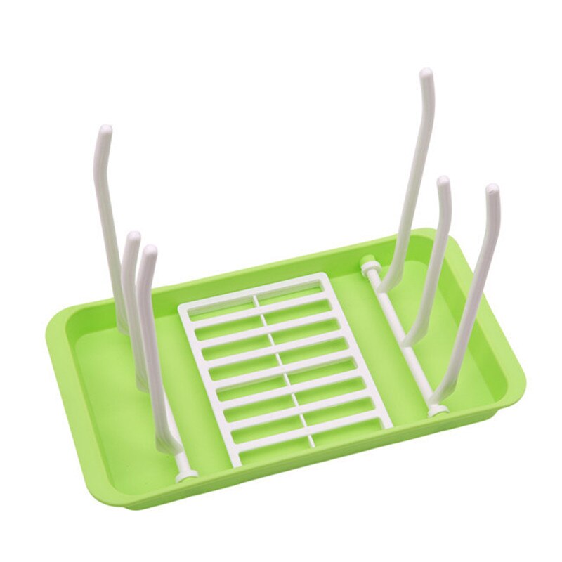 Soporte para secar botellas de plástico para bebé, alimentación de bebé, estante de secado para limpieza, estante para pezón, soporte para secar botellas: green
