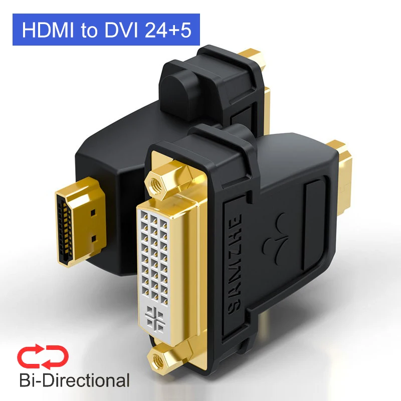 Samzhe 24+5 dvi-i han til hdmi hun adapter videokonverter hdtv lcd skærm adapter dvi til vga pc bærbar tablet: Hvid