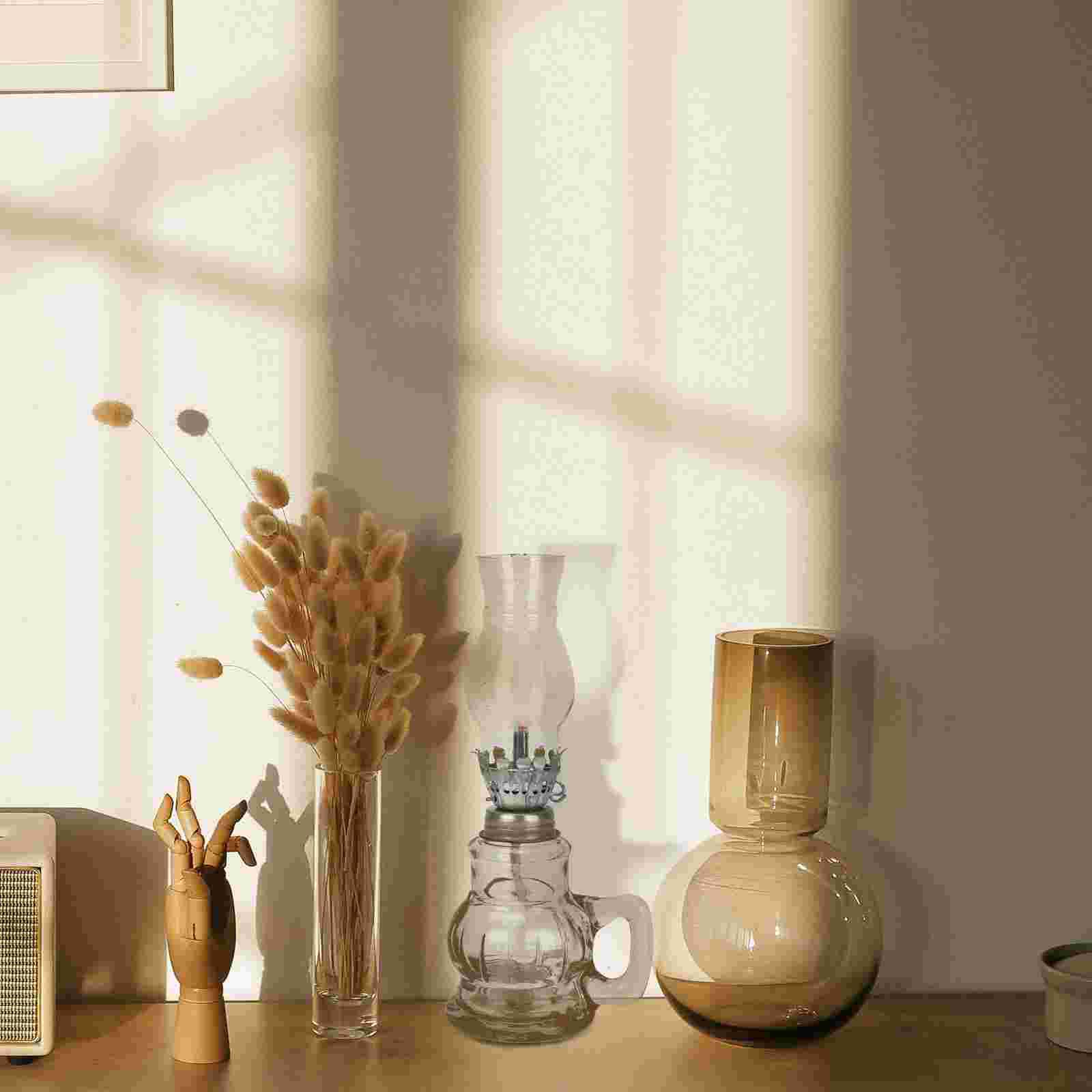 Desktop Oil Lamp Retro Kerosene Lamp Handheld Oil Lantern Glass Kerosene Lamp