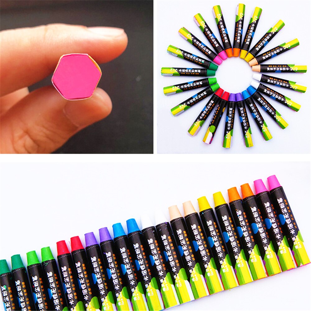 20Pcs Water Soluble Dust Free Chalk Color Environmental Safety Teacher Children Blackboard Doodle Mark Office Teaching Stationer