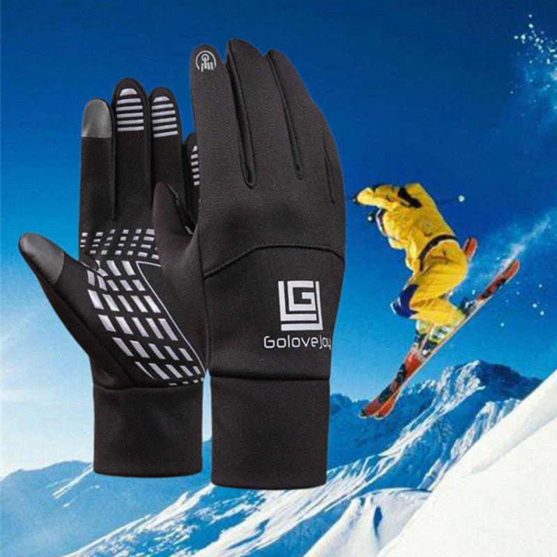 Koude-proof Unisex Waterdichte Winter Handschoenen Fietsen Pluis Warme Handschoenen Voor Touchscreen Koud Weer Winddicht Anti Slip