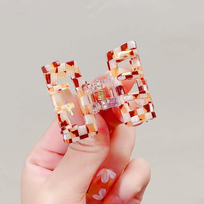 Nuevas mujeres tablero de ajedrez ámbar leopardo geométrico garra de pelo señora temperamento Mini Clip de pelo horquillas accesorio para el cabello de