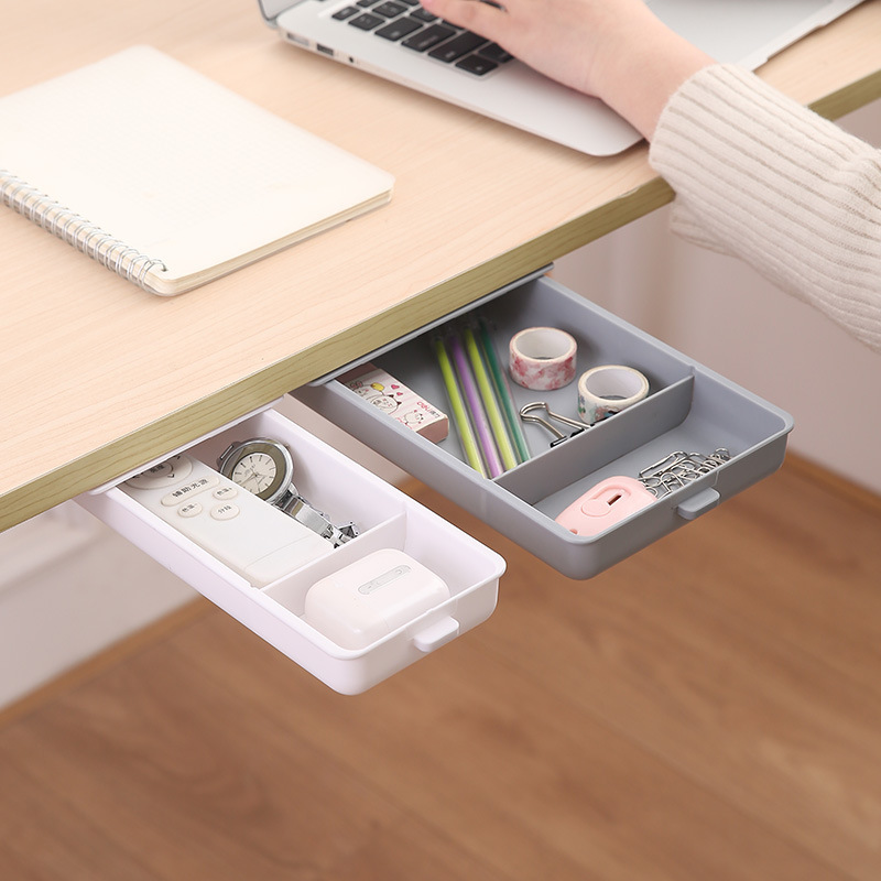 Desk Drawer Self Stick Desk Table Storage Hidden Drawer For Small Accessories Holder Storage Tray Organizer Stationery Storage