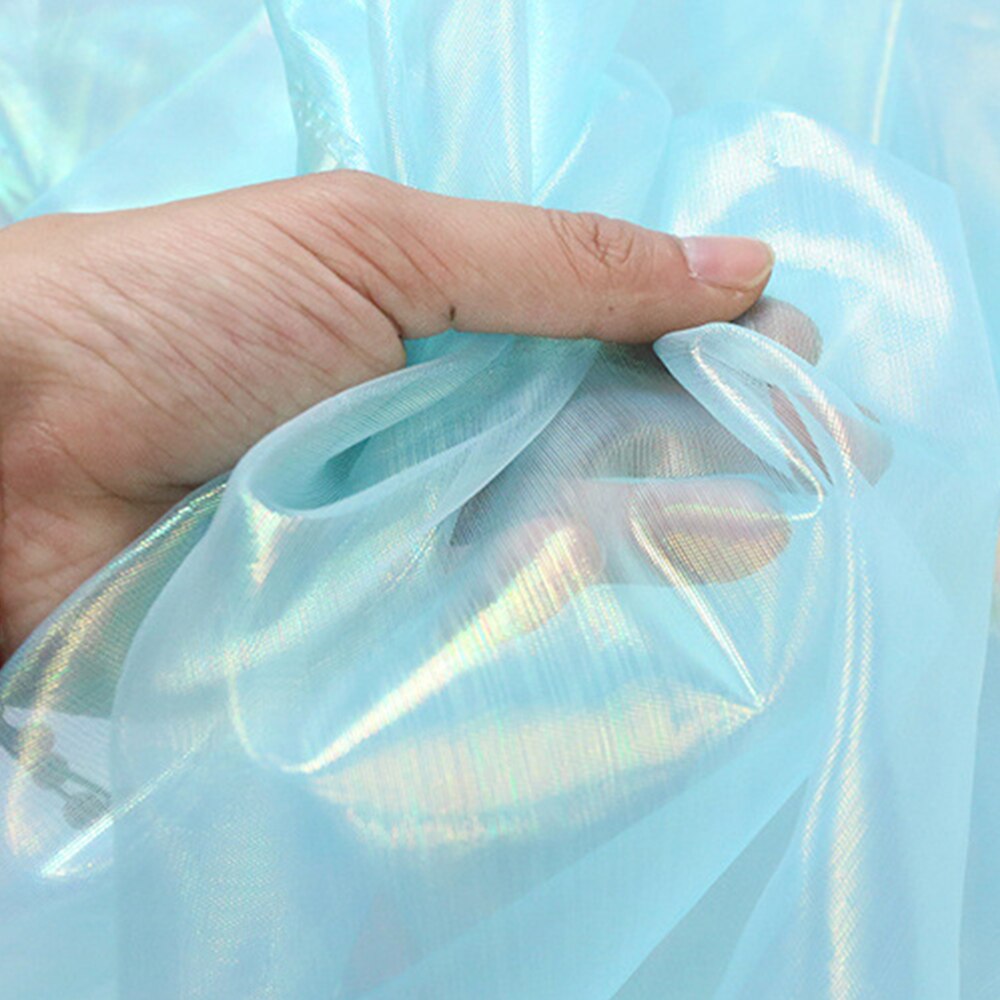 Gaze en soie colorée 1 mètre, tissu holographique Transparent pour décoration de scène et de mariage