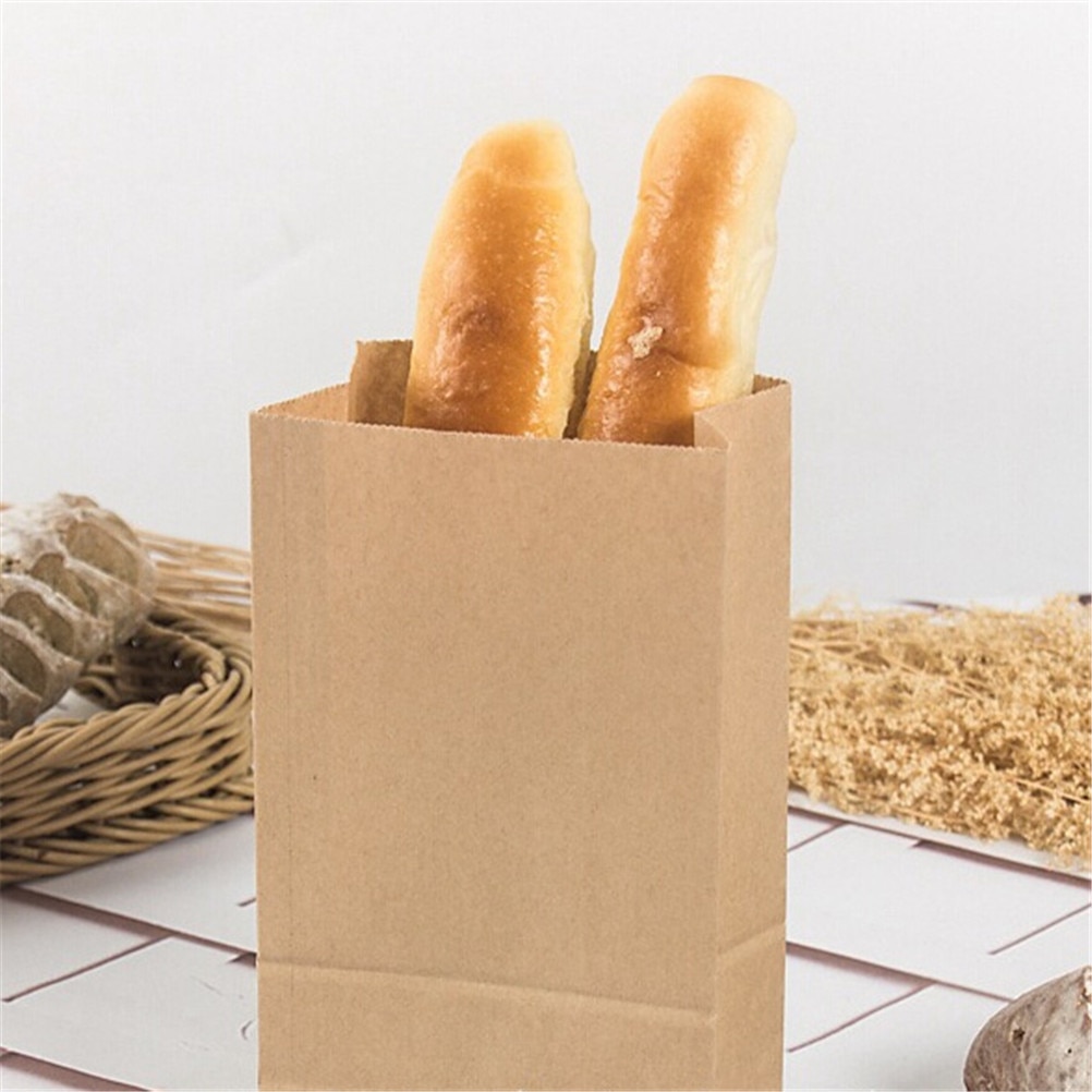 10pcs Nuts Snack Baking Package Paper Bag Brown Kraft Paper Bag Bags Packing Biscuits Candy Food Bread Cookie Bread
