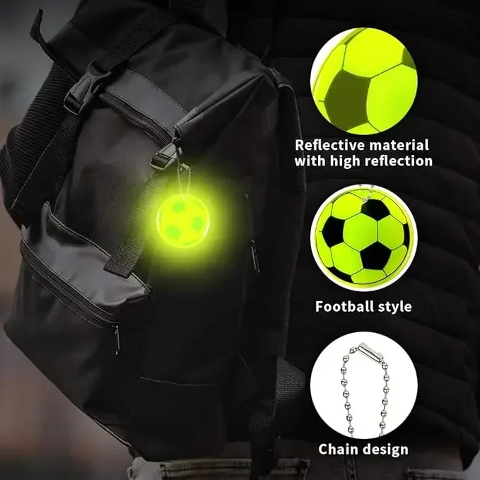 5/40Stck FußBall Reflektierende Schlüsselbund Nacht Sicherheit Schlüssel Kette für Taschen Rucksack Anhänger Reflektor für Dinge Verkehrs Securi