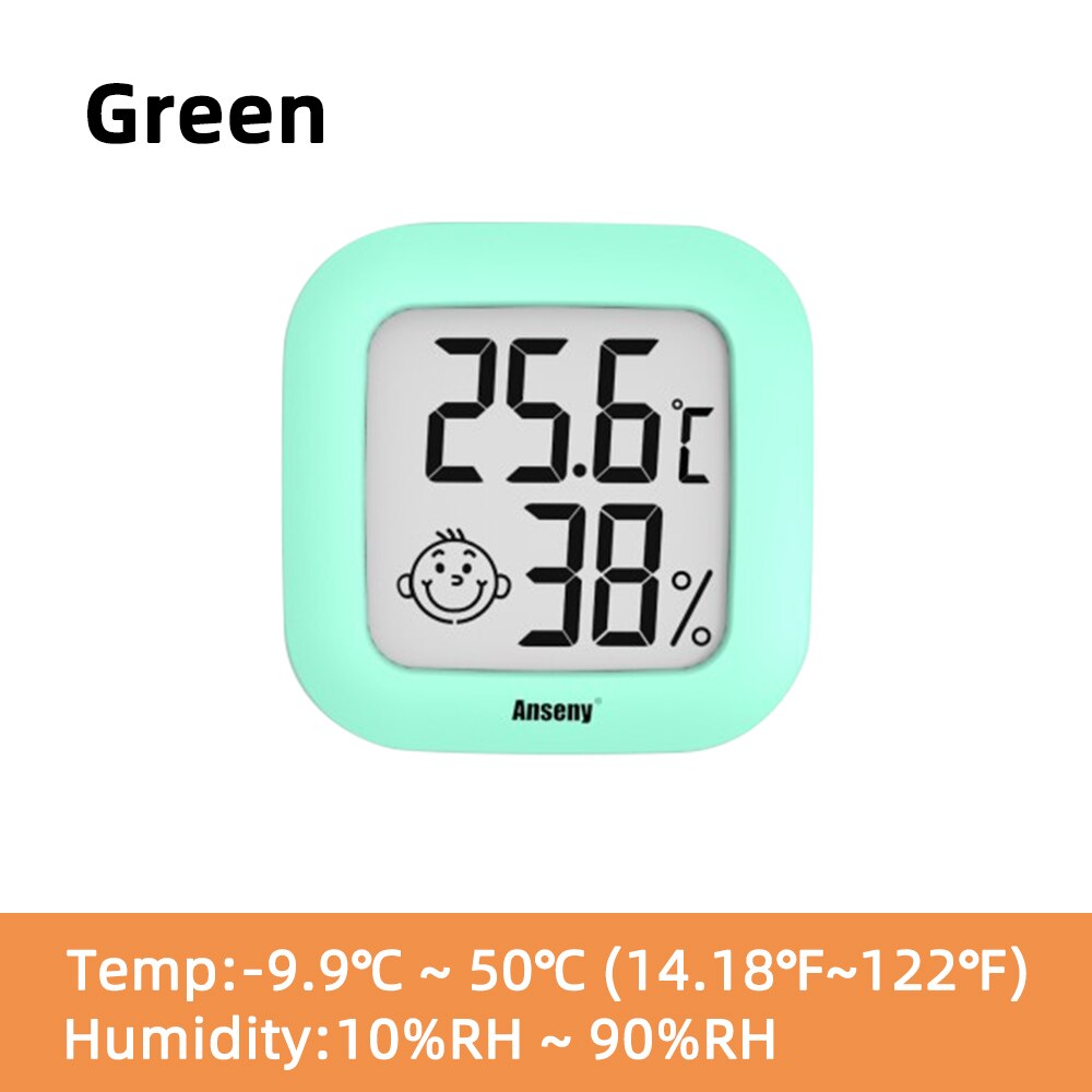 Digital Thermometer Hygrometer Indoor LCD Display Temperature Humidity Sensor Gauge Meter Measuring Tool for Home Room: Green(Type A)