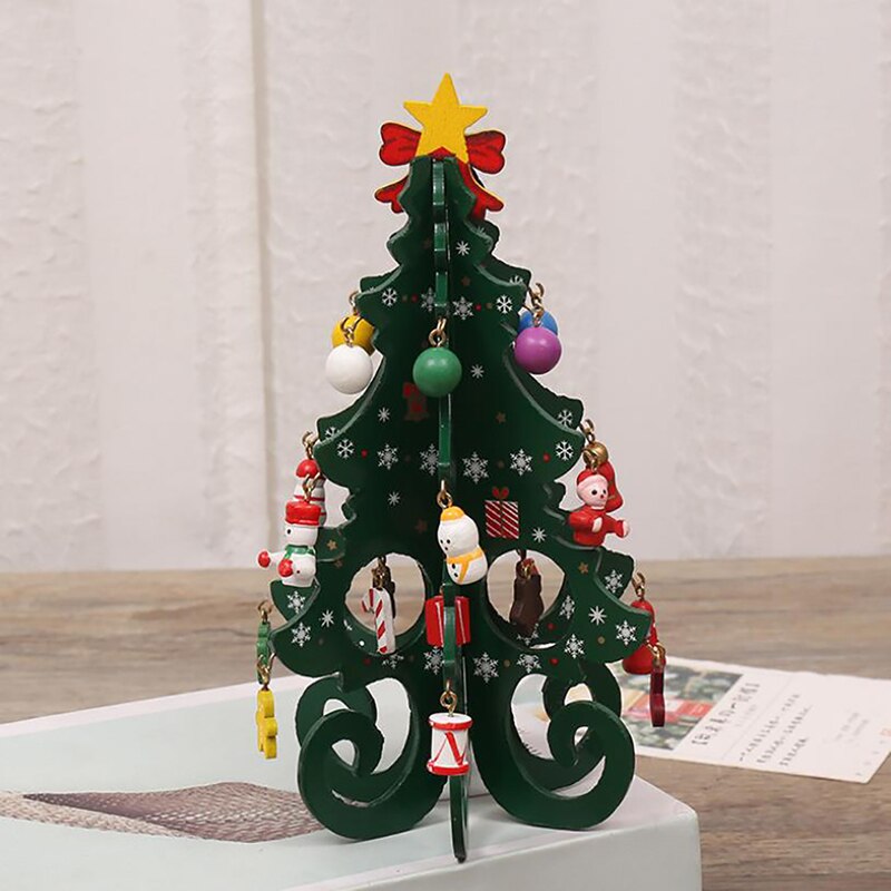 Make DIY three-dimensional wooden Christmas tree scene layout Christmas tree children handmade Christmas decorations