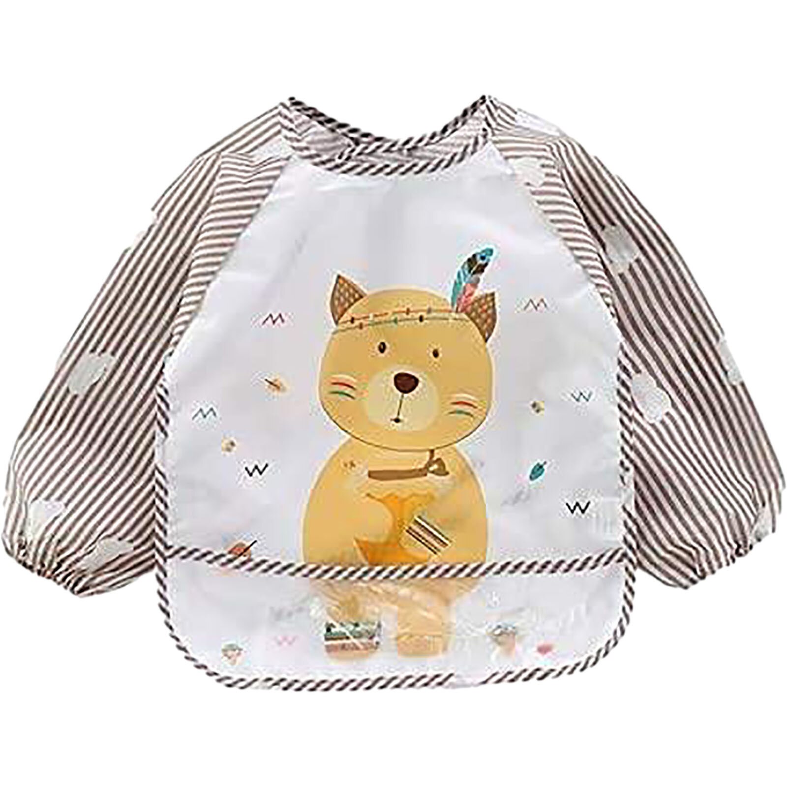 Bebê dos desenhos animados imprimir infantil criança bebê arroz roupas meninos meninas dos desenhos animados descartável impermeável manga longa listras bib invertido vestido