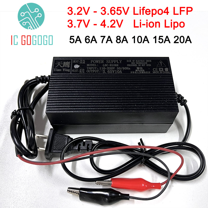 3.2V 3.65V 3.7V 4.2V Charger Lifepo4 LFP Li-ion Lipo Lithium Battery 5A 6A 7A 8A 10A 15A 20A Fast Charge Cell 1S Balance 18650