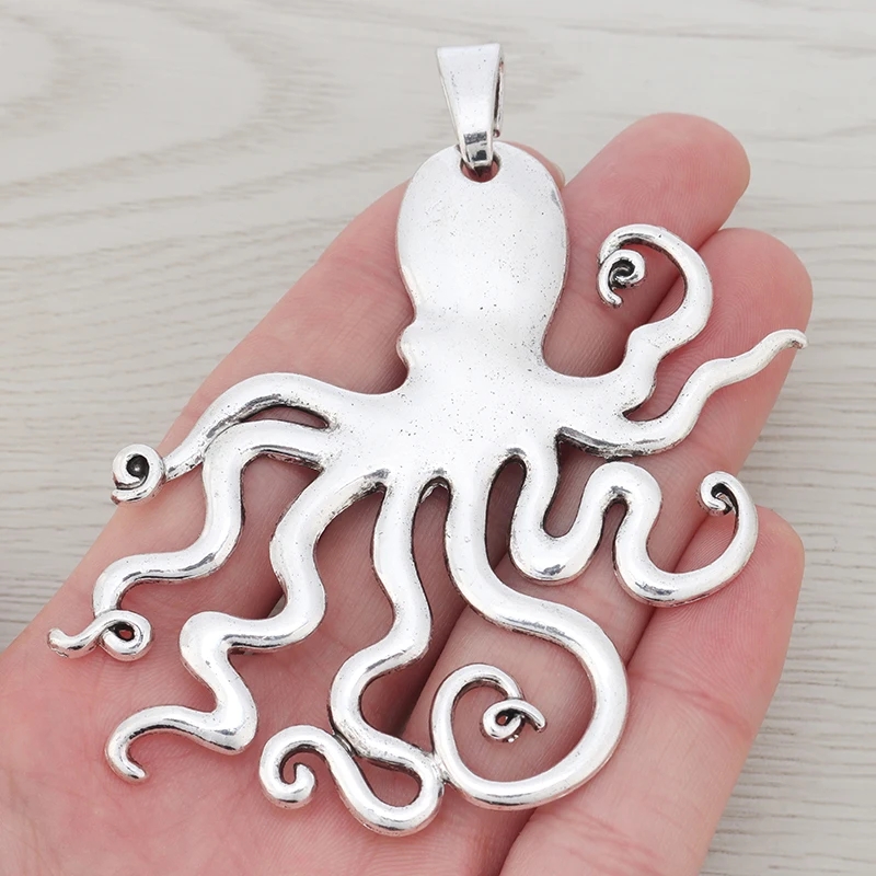 1 x antiek zilver kleur grote schelp schelp zeeslak spiraal charme hanger voor ketting sieraden maken accessoires 78x54mm: Licht Geel Kleur