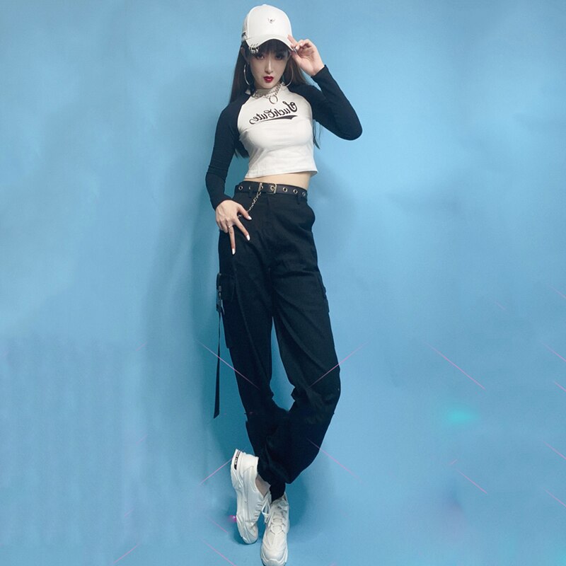 Ropa de competición de grupo de baile callejero de Hip Hop, trajes de baile de Jazz femenino, atuendo Rave, ropa moderna para mujeres DNV13318