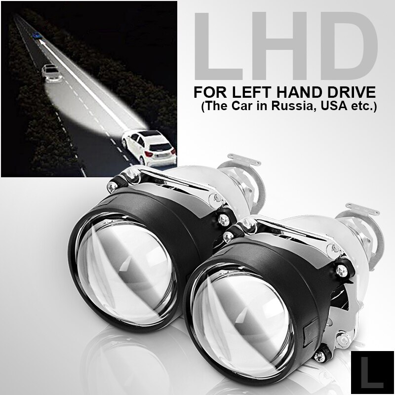 Lente de proyector Bi Led de doble Ojo de Ángel, 3,0 y 4,0 pulgadas, blanco, rojo, azul, Ojo de Ángel, readaptación H7, conjunto de Faros para automóvil, H4, 2,5: 2xLHD without Shroud
