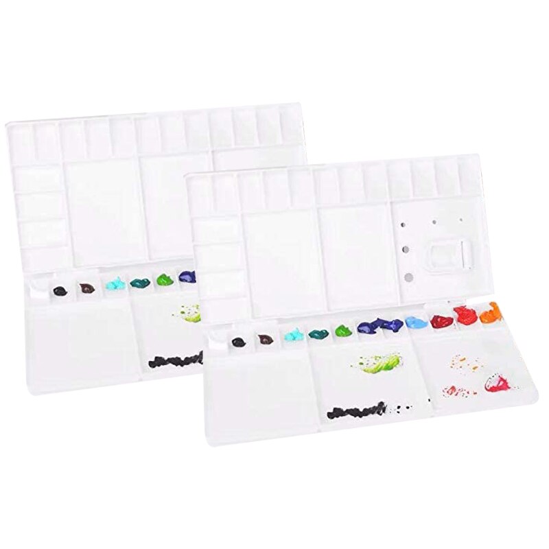 24 Paint Palette Plastic Paint Holder Watercolor Acrylic Paint Storage Travel Palette Tray With Rubber Lid For Artists Students Kids