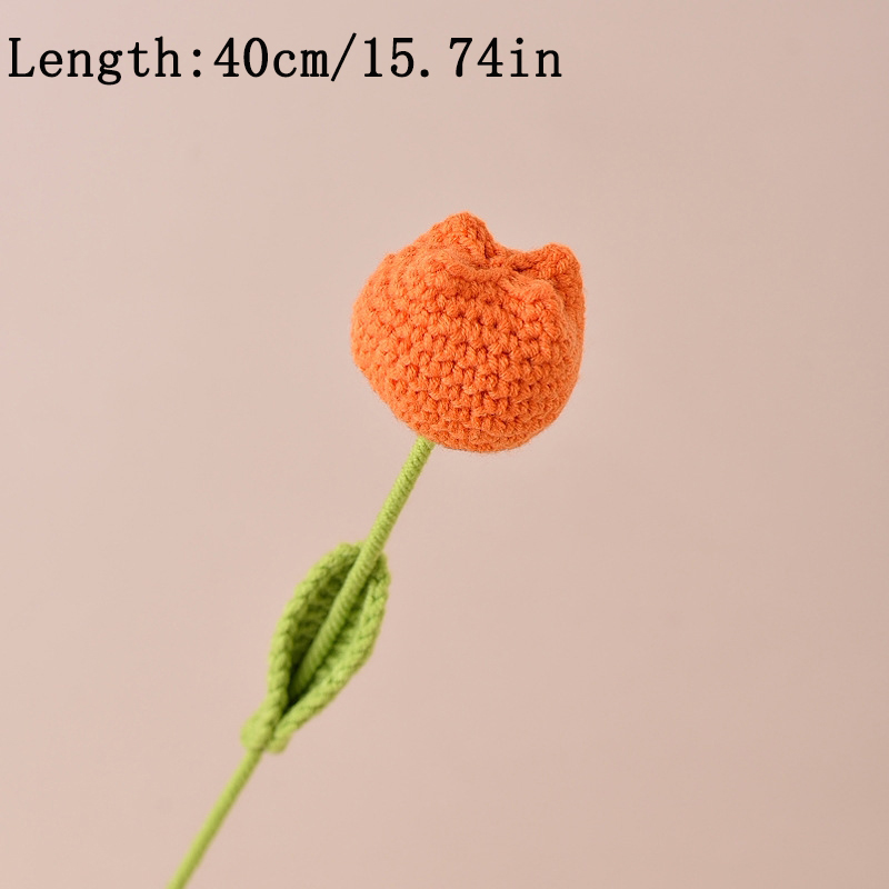 CHENGCKJ 7 stuks kunsttulpen gehaakte bloemen boeket handgemaakte gebreide bloemen doe-het-zelf gehaakte tulpaan geweven bloemen voor huisdecoratie, bruiloft boeket, cadeau