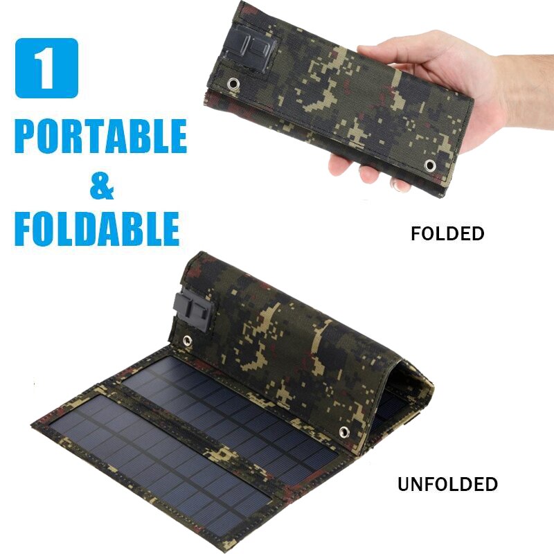 Sun power 50W 5V Foldable Solar Panel Solar Cells Folding Pack 10 in1 USB Cable Portable Solar Battery Charger for Phone Camping