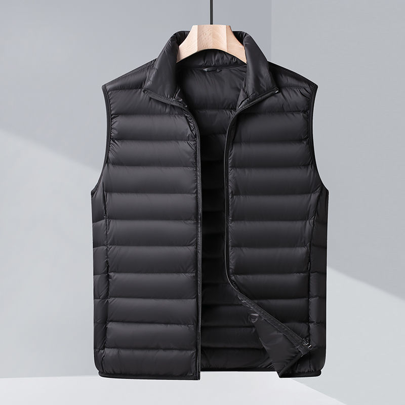Jas Ultralicht mouwloos puffervestjack Ultradun warm lichtgewicht donsjack Vest Winter herenvestjassen: L / zwart