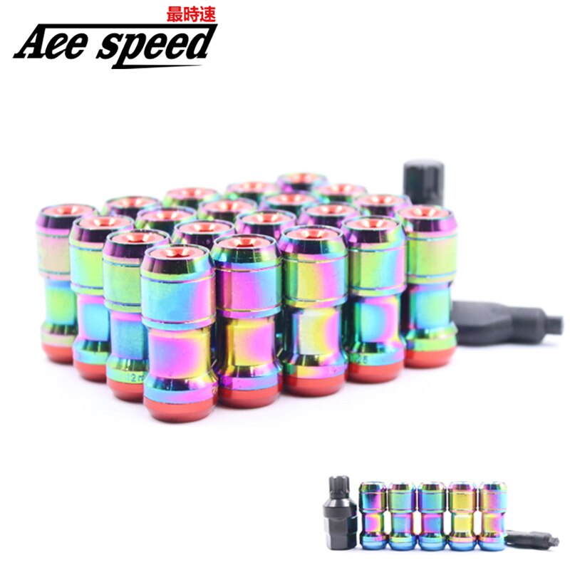 20pcs/set 44mm racing Steel Wheel Lock Lug Nuts Neo Chrome Concealed Heptagon Formula Steel Wheels