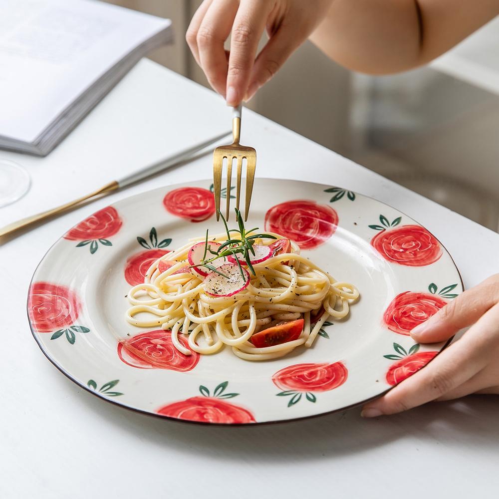 Mdzf sweethome keramisk rose servise sett nudler biff salat tallerken suppe skje ris bolle melk krus saus parabol kjøkkenverktøy