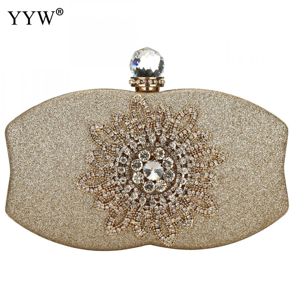 Floral cristal embrague bolsas para las mujeres boda embragues monedero rosa de plata Mujer carteras Mochilas de Mujer: gold