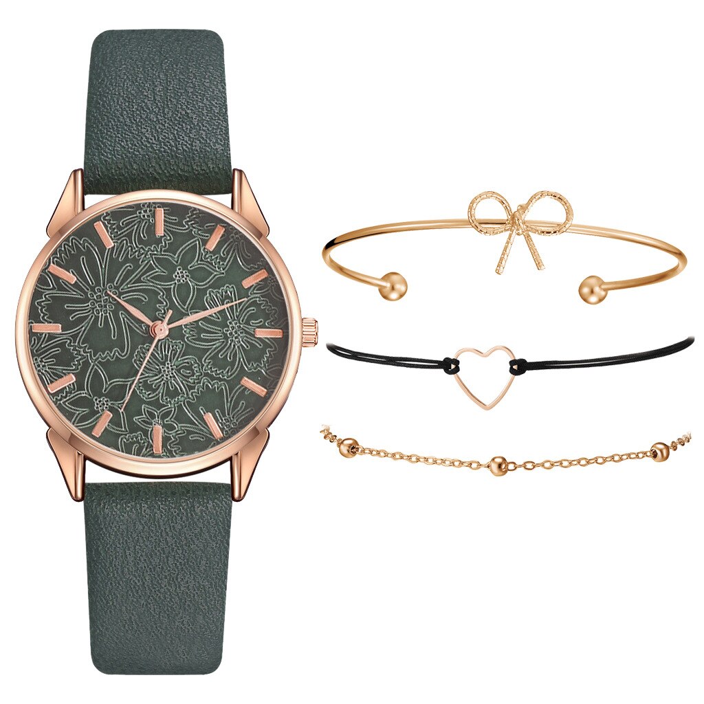 2022 4Ps Eenvoudige Mode Mode Horloge Quartz Horloge Vrouwen Klassieke Pu Band Dames Horloge Reloj De Señoras: 7