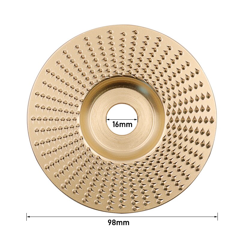 Disco de modelado de madera de carburo de tungsteno, amoladora de tallado de madera, disco de lijado, herramienta rotativa de lijado para amoladora angular, 98mm: Golden