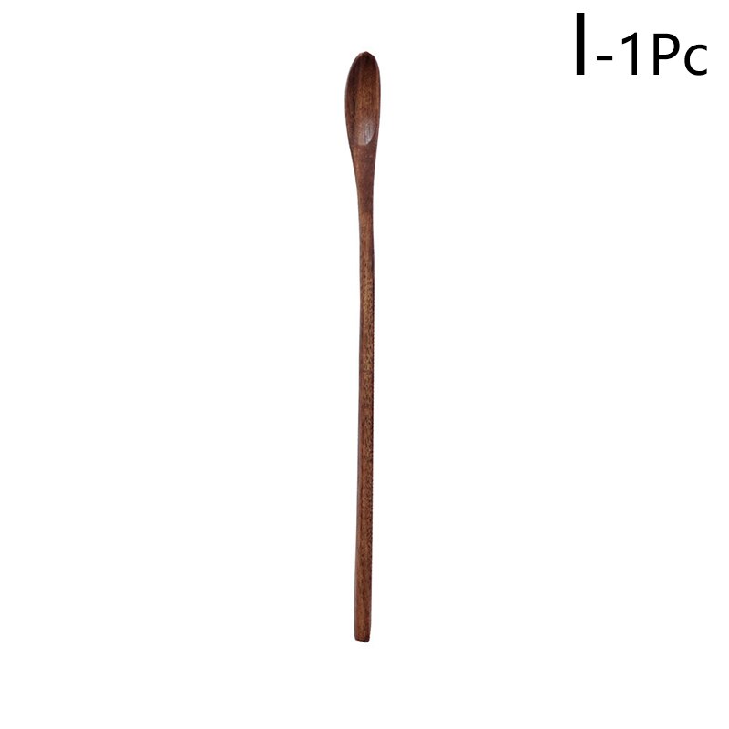 1 Pcs Natural Long Handle Wooden Mixing Spoons Coffee Tea Spoon Honey Stirring Spoon Wooden Spoon with Thin Handle: I