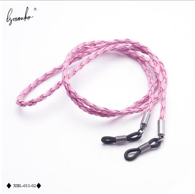 Antislip Dikke Ketting Met Twisted Beschermen Met Zonnebril Lanyards Man-Made Lederen Siliconen Gesp Voor Sport Bril band: Roze