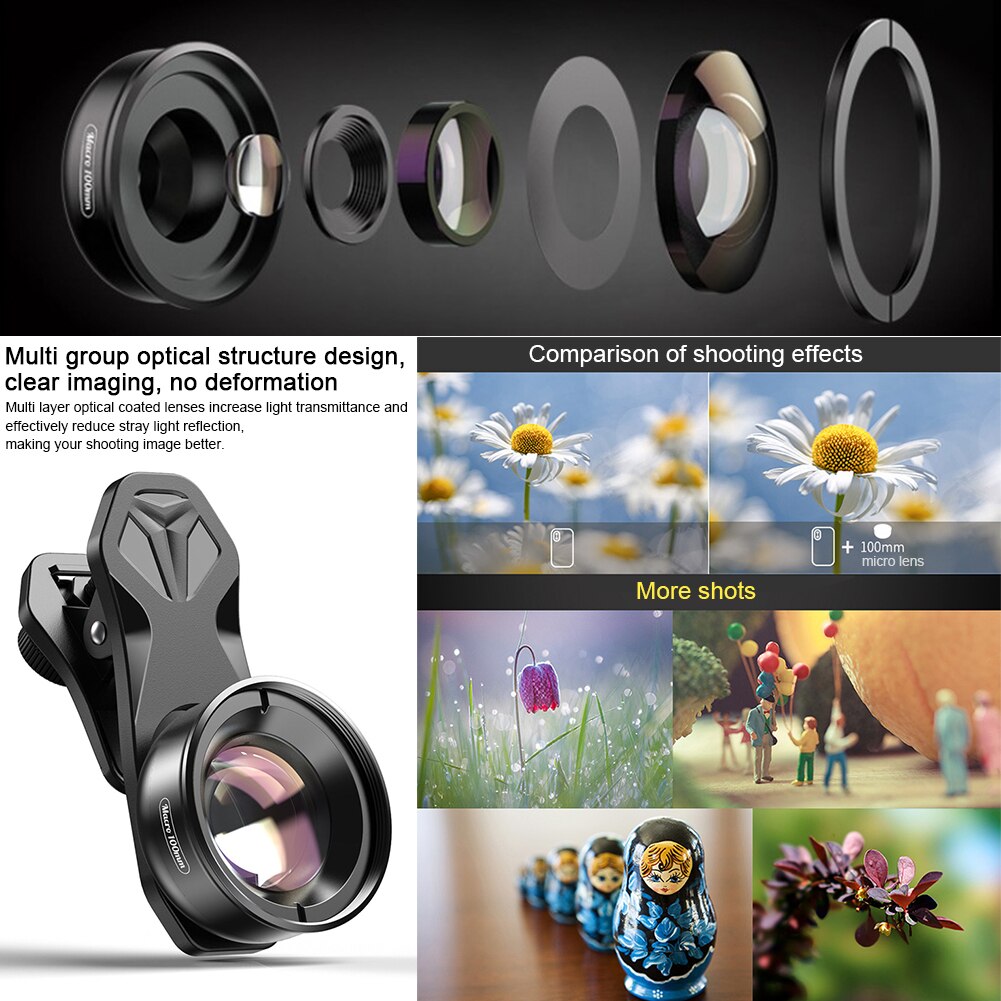 Outdoor Photography Universal External Macro Wide Angle With Clip Phone Camera Lens Kit Easy Install Removable Optical Glass HD