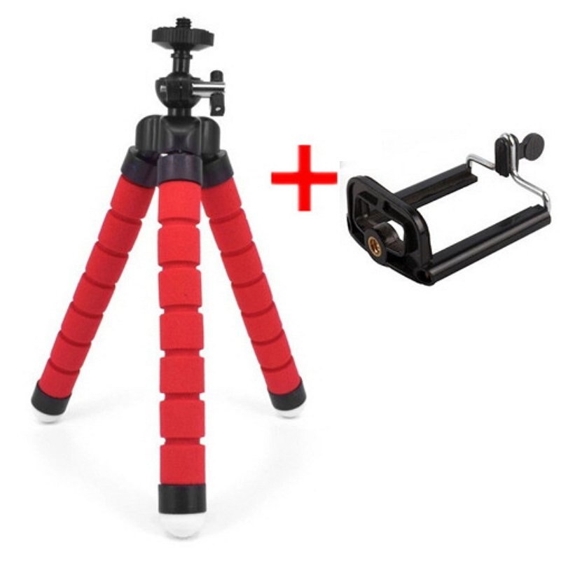 Shellnail Telefoon Clip Houder Mini Flexibele Spons Octopus Statief Smartphone Tripod Stand Camera Mobiele Telefoon Accessoire Ondersteuning: Red tripod
