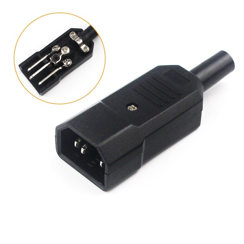 IEC Gerade Kabel Stecker Stecker 10A 250V Schwarz weibliche und männliche Stecker Kabelmontage Power Stecker 3 pin AC Buchse