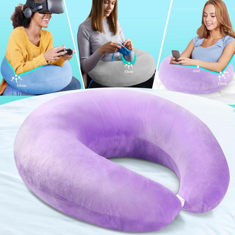Gaming-Kissen, ergonomisches U-förmiges Schoßkissen mit Ellenbogenstütze für Erwachsene und Kinder, Armstützkissen zum Häkeln, Lesen