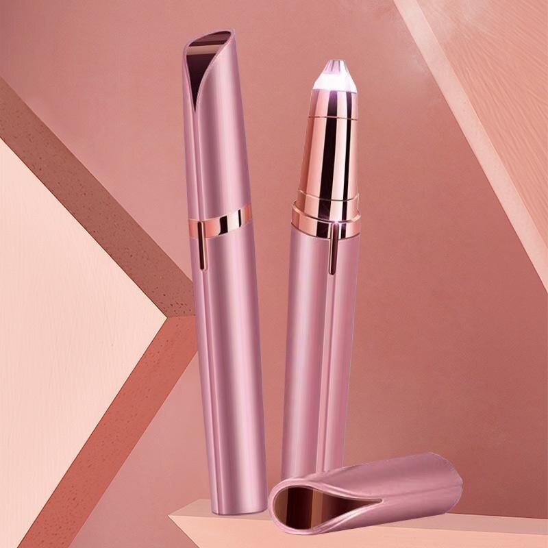 1pc Mini Electric Eyebrow Trimmer Painless Eye Brow Epilator Shaver Razors Portable Facial Hair Remover For Women: rose gold